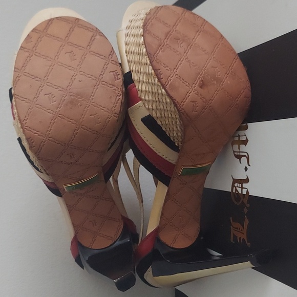 L.A.M.B. 9.5 Gwen Stefani Vail Birdcage Open Toe Platform Heels - Picture 7 of 12